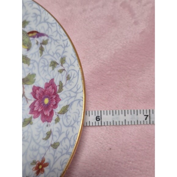 Crown Staffordshire Footed Cup & Saucer F8393 Bird of Paradise Blue /Gold 1940 G - Picture 4 of 8